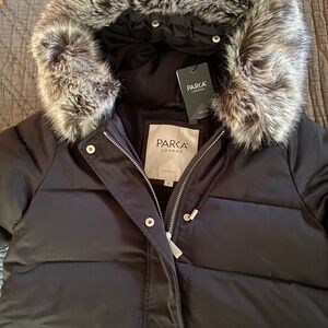 Black PARKA LONDON Nordic Hooded Down Parka SMALL NWT